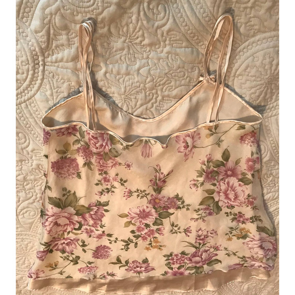 Dentelle Lingerie Beige With Delicate Lavender Flower Overlay S Large - Picture 2 of 6